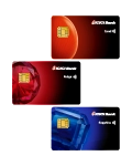 ICICI Bank Coral, Rubyx, and Sapphiro credit cards displayed vertically.