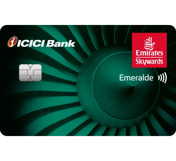 ICICI Bank Emirates Emeralde credit card with Lufthansa logo.