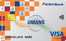 ICICI Bank UMANG Visa card with orange and white design.